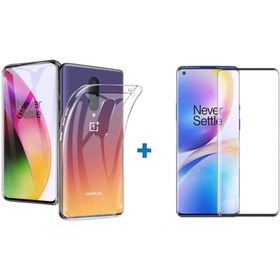 Resim Microcase Oneplus 8 Uyumlu İnce 0.2 mm Soft Silikon Kılıf + 3d Curved Tempered Glass Ekran Korum 