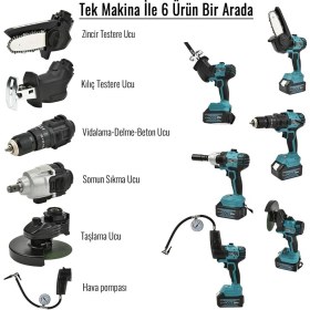 Resim Prohummer ergonomik Multievo 6lı Set 58VF Çok Amaçlı Şarjlı Set Takımı PHSM191 