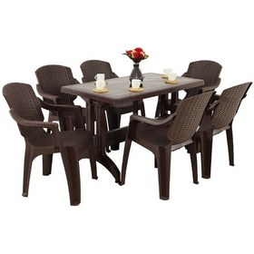 Resim Yılmazmasacılık 70 x 120 CM Masa 6 Adet Golf Sandalye Takım Kahverengi 