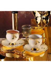 Resim Aryıldız Liona 6 Kişilik Kahve Fincan Takımı Beyaz 