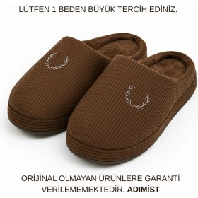 Resim Adımist Erkek Kışlık Yumuşak Kadife Içi Fitilli Gondol Kürklü Ev Terliği (1 Beden Büyük Tercih Ediniz.) 
