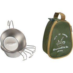 Resim Maiyame 4'lü Paslanmaz Çelik Sierra Kase Seti 310ml + Depolama Çantası - Koyu Yeşil Gri 