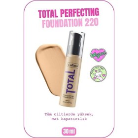 Resim Callista Total Perfecting Spf 15 Yoğun Kapatıcı Mat Bitişli Fondöten - 220 Natural Beige - Açık Bej 