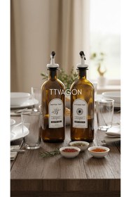 Resim ttvagon Sızdırmaz Yağdanlık Set/ 2 adet Orta Boy Yağdanlık Yağlık Ayçiçicek Zeytinyağı 25 cm 
