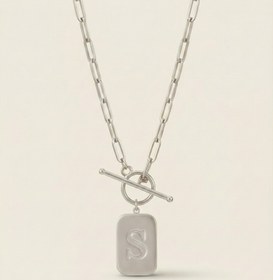 Resim HARF PLAKA KOLYE - 45cm / Silver / K 