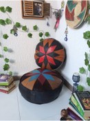 Resim Ottoman Pouffe El Yapımı Hakiki Kuzu Deri Iskandinav Bahçe Balkon Bungalov Puf Yer Minderi Ikili 60ve40cm(DOLGULU) 