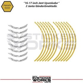 Resim Bajaj Rs200 Jant Sticker Dış Ve İç Set Sticker Jant Şeridi Altın 97092393 