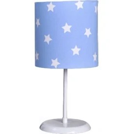 Resim Onay Avize Mavi Yıldızlı 2.li Set M-0368 Kumaş Kaplama Genç ve Çocuk Odası Avize ve Abajur Takımı 