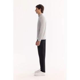 Resim AVVA Erkek Gri Dik Yaka Fermuarlı Rayon Tüylenmeyen Triko Regular Fit Hırka A52Y5013 