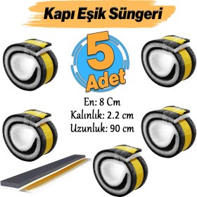 Resim Yapışkanlı Kapı Altı Eşik Süngeri Ince Köpük Soğuk Izolasyon Bandı Fitili 90 cm 5 Adet 