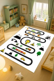 Resim Kessy Home Studio Eğitici Yol Desenli Çocuk Oyun Halısı Dijital Baskı Yıkanablir Kaymaz Taban Çocuk Odası Halısı 5 