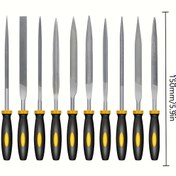 Resim 10 adet Çelik Dosya Kombinasyon Dosya İğne Dosya Kiti, Kauçuk Saplı Yüksek Sıcaklıkta Kalınmış Dosya, Saplı 5/10 Şekilli Karbon Çelik Dosya Kiti, Metal, Ahşap, Cam, Plastik, Deri, Takı için Uygun. 