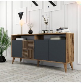 Resim Milan 160cm Konsol - Ceviz / Antrasit 