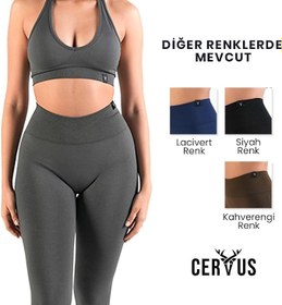 Resim Cervus Kadın Yüksek Bel Selülit Gizleyici Dokulu Tayt - Toparlayıcı Push Up Etkili Spor ve Yoga Taytı 