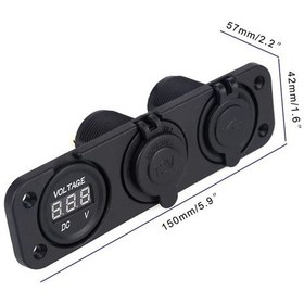 Resim 3 Lü Marin Çakmaklık Usb Şarj Soketi Voltmetre Panel 