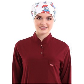Resim Şirinler Desenli Tesettür Cerrahi Bone​​​​​​​ - Tesettür Doktor H-11007 Şirinler-Standart 