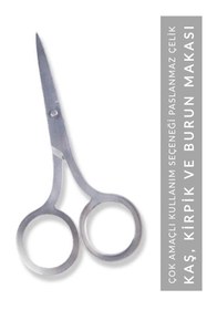 Resim Muggio Kaş, Kirpik ve Burun Makası Çok Amaçlı (Paslanmaz Çelik) Saç Kesim Makası 