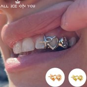 Resim 1 adet OYOGAA Hip Hop Çift Dişli Yıldız Kalp Grillz - Altın ve Siyah Punk Rapper Stili, Pürüzsüz Yüzey, Tüm Mevsimler için Halloween, Noel, Cosplay - Erkekler ve Kadınlar için Unisex, Hip Hop Aksesuarları 