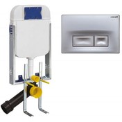 Resim Creavit Gömme Rezervuar Asma Klozet İçin+Ore Mat Gri Kumanda Paneli 