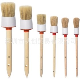 Resim Springsun 6 Parça Ahşap Saplı Araç Detay Fırçası - Lastik Ve İç Temizlik İçin Dayanıklı Set 