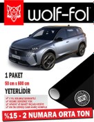 Resim wolf-fol Oto Cam Filmi Amerikan Çizilmez Cam Filmi 50 cm x 600 cm Orta Ton 