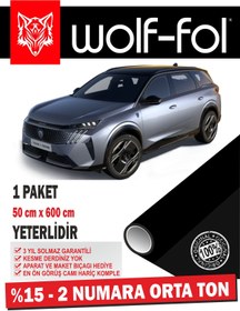 Resim wolf-fol Oto Cam Filmi Amerikan Çizilmez Cam Filmi 50 cm x 600 cm Orta Ton 
