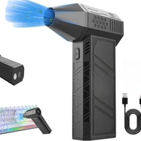 Resim Jouis Turbo Jet Fan 130.000 RPM Şarjlı Ek Başlıklı 3 Kademeli Fenerli Basınçlı Hava Püskürtme Temizleyici - Taşınabilir Toz Üfleme PC Klavye Kasa Oto Araç Kurutucu Su İtici Araba Temizliği Mangal Fanı 