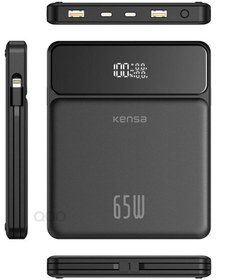 Resim KOİ TECH 65w Kendinden Kablolu Turbo Hızlı Şarj Power Bank Macbook & Notebook Şarj Eder 65 Watt 20,000 Mah 