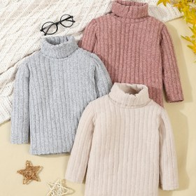 Resim 3'lü Kız Çocukları İçin Rahat Kabartmalı Balıkçı Yaka Tişörtler - Yumuşak, Esnek & Sıcak Sonbahar/Kış İçin | Makinede Yıkanabilir 