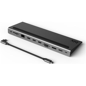Resim Bix BX12HB Type-C to HDMI VGA Display Port RJ45 3.5mm Aux Jack PD USB 3.0 Kart Okuyuculu Docking Station 