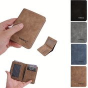 Resim BOALLERRY Erkekler için Vintage Mat Suni Deri Cüzdan - İnce Dikey Kart Tutucu Kimlik Penceresiyle, Çoklu Renkler (Siyah, Kahverengi, Gri, Mavi), Günlük Kullanım İçin Kompakt Tasarım, Dikey Cüzdan | Klasik Cüzdan Tasarımı | Katlanabilir Cüzdan, Küçük Cüzdan 