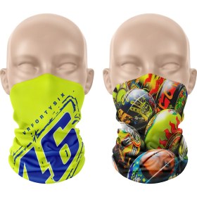 Resim Dair Aksesuar Rossi Kask Desenli 2'li Set Boyunluk Bandana Outdoor Balaklava Yüz Maskesi Kafa Bandı 