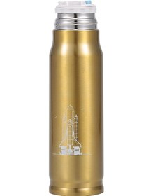 Resim Neevoyu 500ml 304 Paslanmaz Çelik Isı Yalıtımlı Mermer Şekilli Su Bardak, Leakproof Kapaklı, Gold Renkli, Günlük Kullanım İçin Pratik Ve Şık Altın 