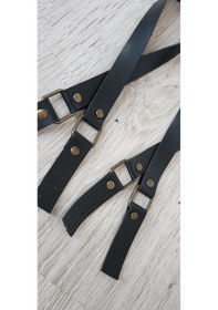 Resim Dikmeli Deri Çanta Askısı 70 Cm Antik Detaylı Siyah 