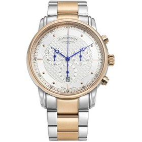 Resim Romanson Tmhm3bs011jja16u Safir Cam Swiss Quartz Çelik Kasa Çelik Kordon Kronometre Takvimli Gümüş 