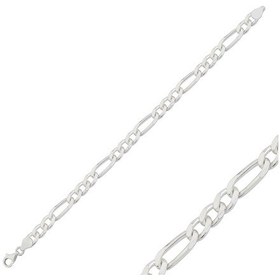 Resim 925 Ayar Gümüş Figaro Zincir Erkek Bileklik 20 Cm 