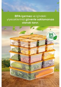 Resim Vienev Buzdolabı Düzenleyici Organizer Mikrodalgaya Uygun Difriz Saklama Kabı Turuncu 19'lu Turuncu 