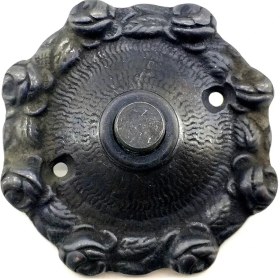 Resim Antika Tarz Dekoratif Pirinç Güllü Kapı Zili - 75MM, Oksit 