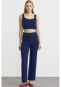 Resim Sementa Pamuk Crop Pantolon Triko Takım - Lacivert Lacivert 