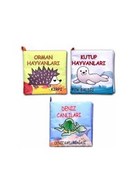 Resim 3 Kitap Orman, Deniz Ve Kutup Hayvanları Kumaş Sessiz Kitap T055 T056 T059 - Bez Kitap , Eğitici Oyuncak , Yumuşak Ve Hışırtılı 
