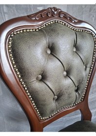 Resim Sandalye Klasik 90611 Model Kayın Aslan Ayak Ceviz Nubuk Kumaş 1 Adet El Yapım Kahverengi 