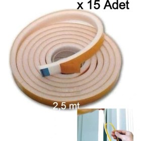 Resim Nistabolje 15 Adet Yapışkanlı Kapı Bandı Isı Yalıtım Süngeri(2,5 mt x 15) 