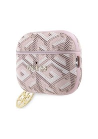 Resim Apple Uyumlu AirPods Pro 2 Kılıf Guess Lisanslı G Cube Desenli 4g Süs Zincirli Pembe 