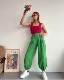 Resim Biçomi Şalvar Pantolon Yeşil S23202 Yeşil 