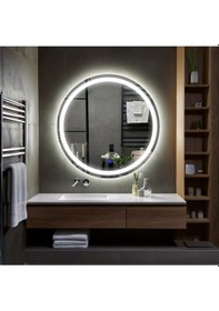 Resim Aura Beyaz Led'li Kumlamalı Lavabo & Banyo Aynası Dokunmatik Sensörlü 70 X 70 