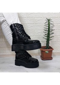 Resim M.p 1425 Siyah Rugan 4cm Tabanlı İçi Tüylü Polar Parlak Kadın Bot 001 