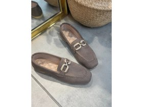 Resim Vizon Süet Görünümlü Zincir Tokalı Loafer 