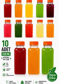 Resim Ezupack Köşeli Zemzem Okul Piknik Meyve Suyu Smoothie Detoks Ginger Plastik Boş Pet İçecek Şişe Sızdırmaz 
