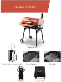 Resim Rehome Guruss Cg-075 Barbekü Mangal Kömürlü 75 Cm Kırmızı Tam Set 