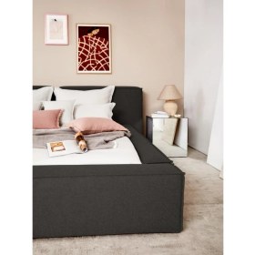 Resim Most Mollior Bazalı Karyola Koyu Antrasit Keten Kumaş 180 x 200 cm . Yatak Içindir (Kurulum Dahil) 